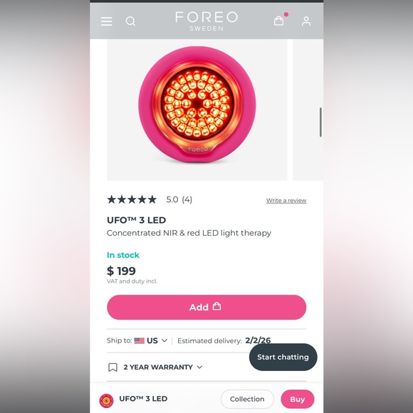 FOREO UFO LED3 NWT